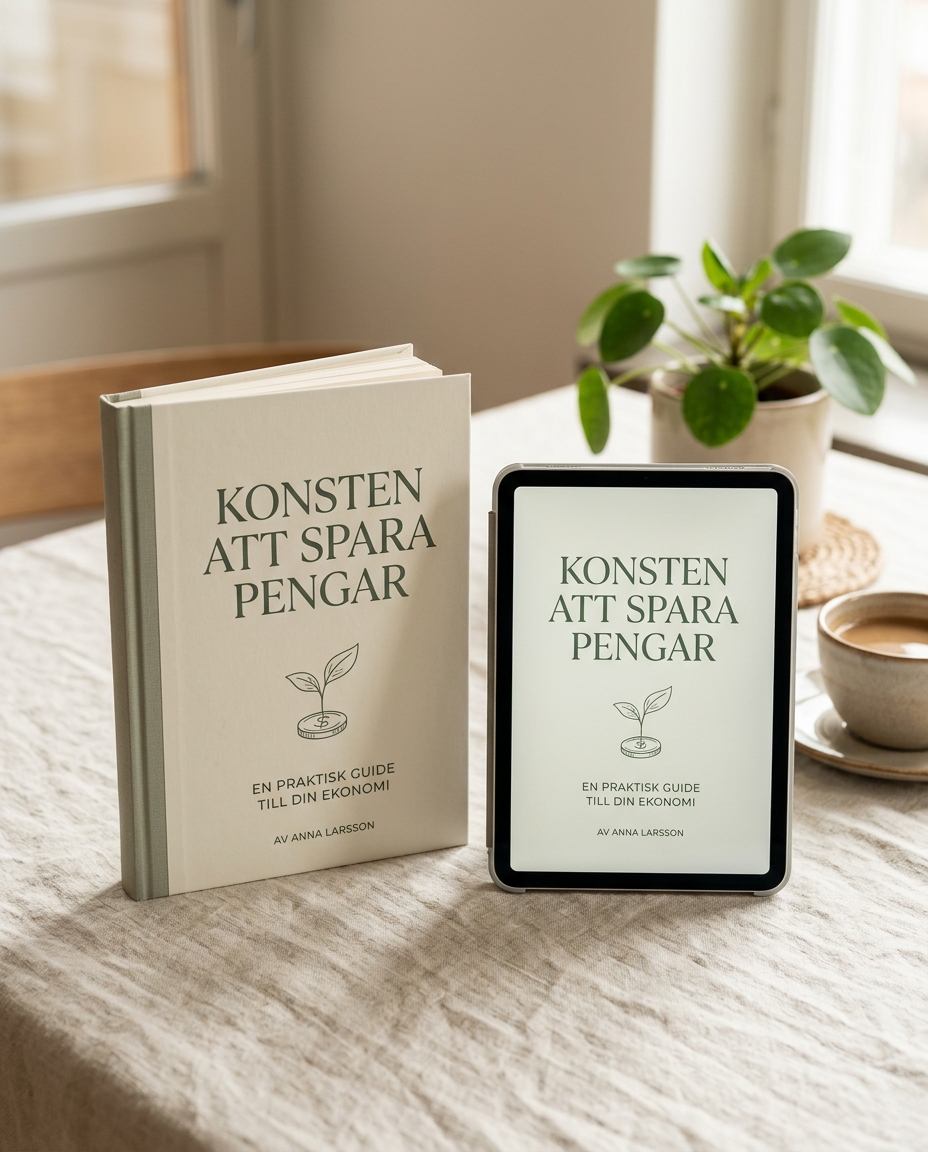 Konsten att spara pengar bok och e-bok mockup